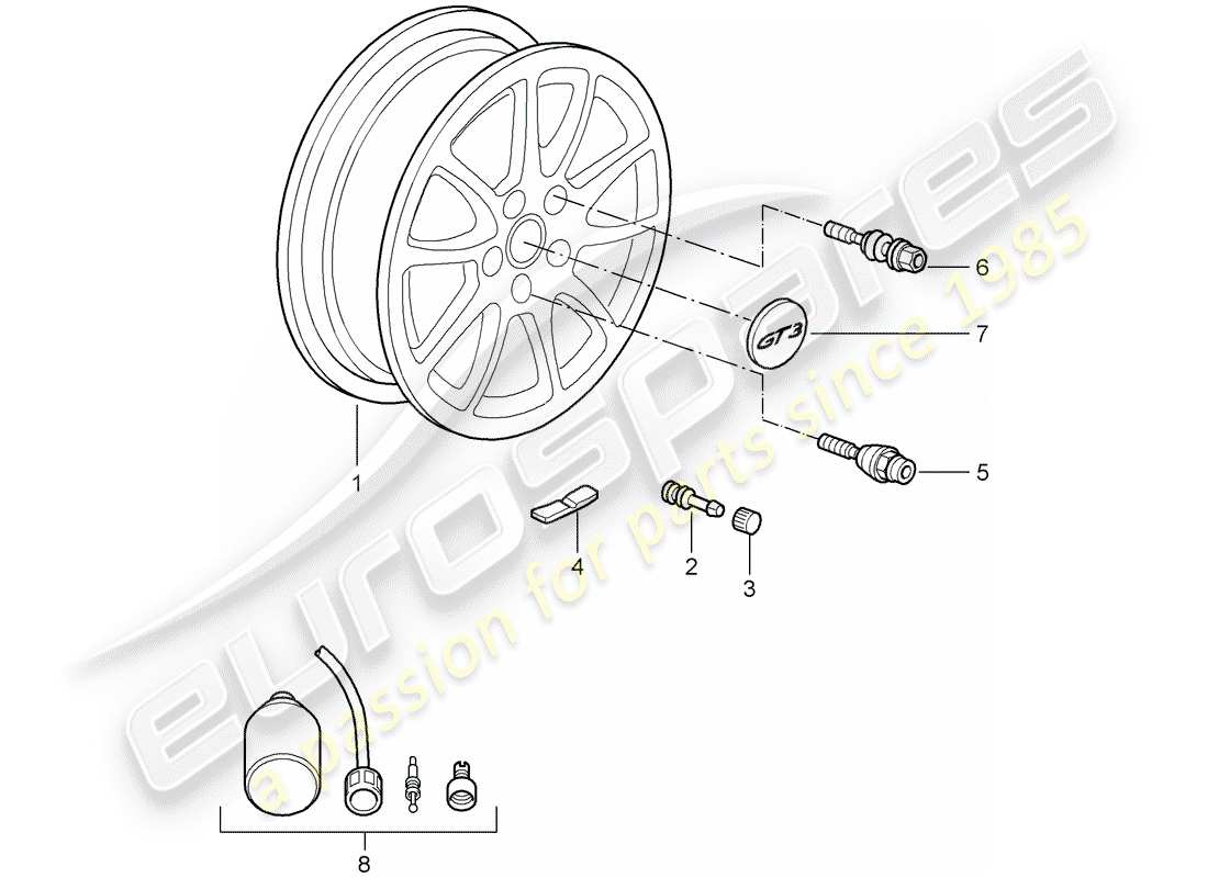Porsche 997 GT3 (2009) Wheels Part Diagram
