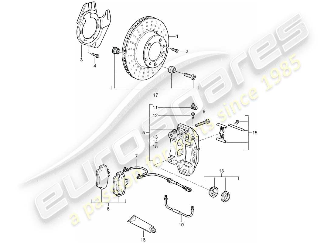 Porsche 997 GT3 (2009) disc brakes Part Diagram