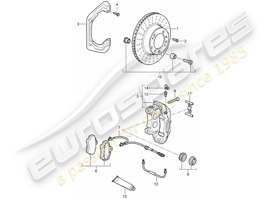 Porsche 997 GT3 (2009) disc brakes Part Diagram