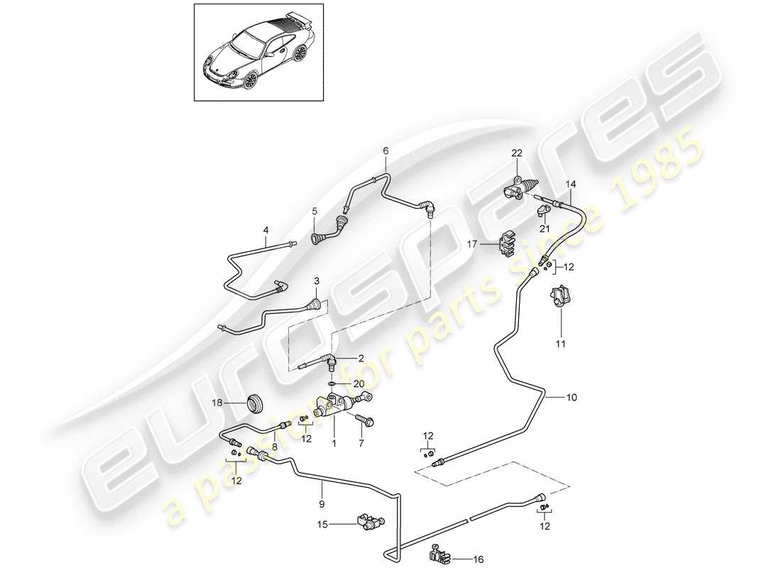 Porsche 997 GT3 (2009) hydraulic clutch Part Diagram