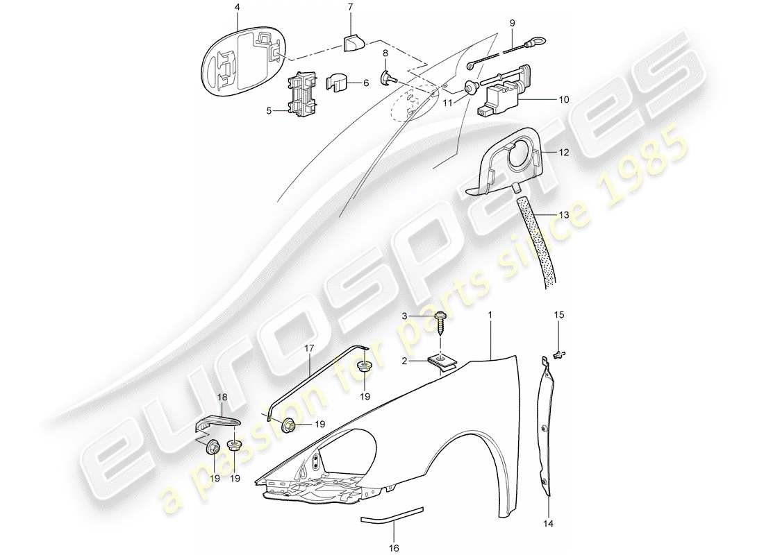 Porsche 997 GT3 (2009) FENDER Part Diagram