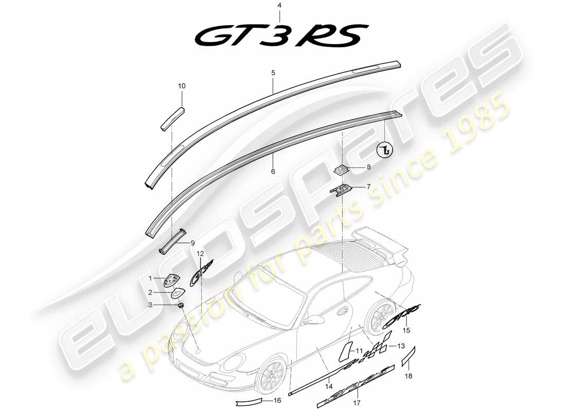 Porsche 997 GT3 (2009) nameplates Part Diagram