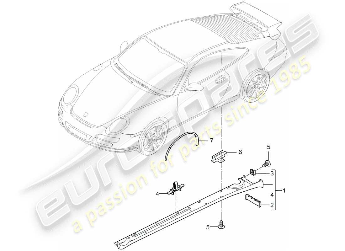 Porsche 997 GT3 (2009) SIDE MEMBER TRIM Part Diagram