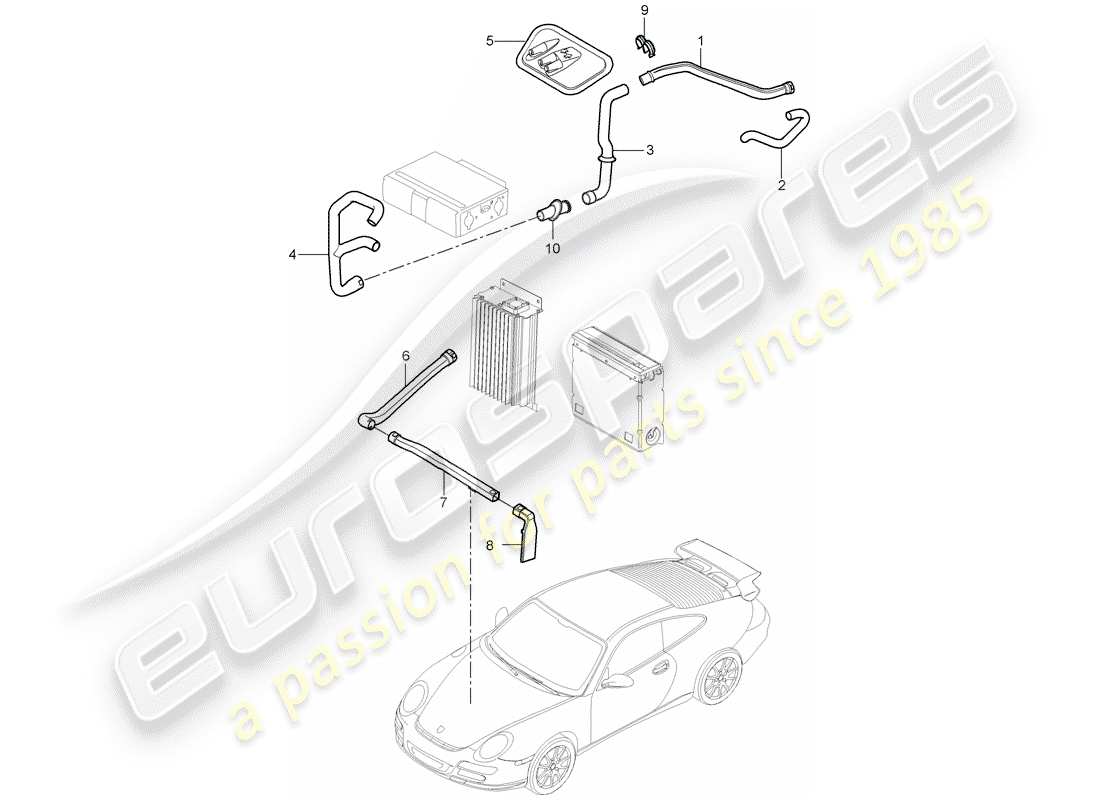 Porsche 997 GT3 (2009) luggage compartment Part Diagram