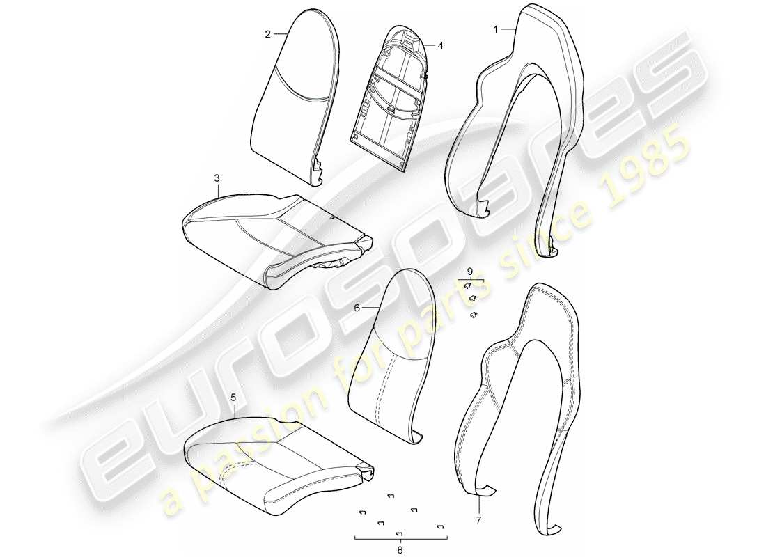 Porsche 997 GT3 (2009) foam part Part Diagram