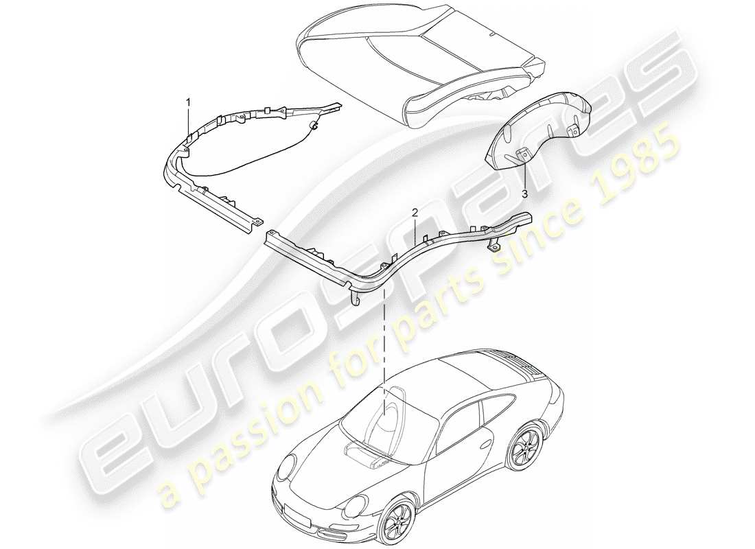 Porsche 997 GT3 (2009) CUSHION CARRIER Part Diagram