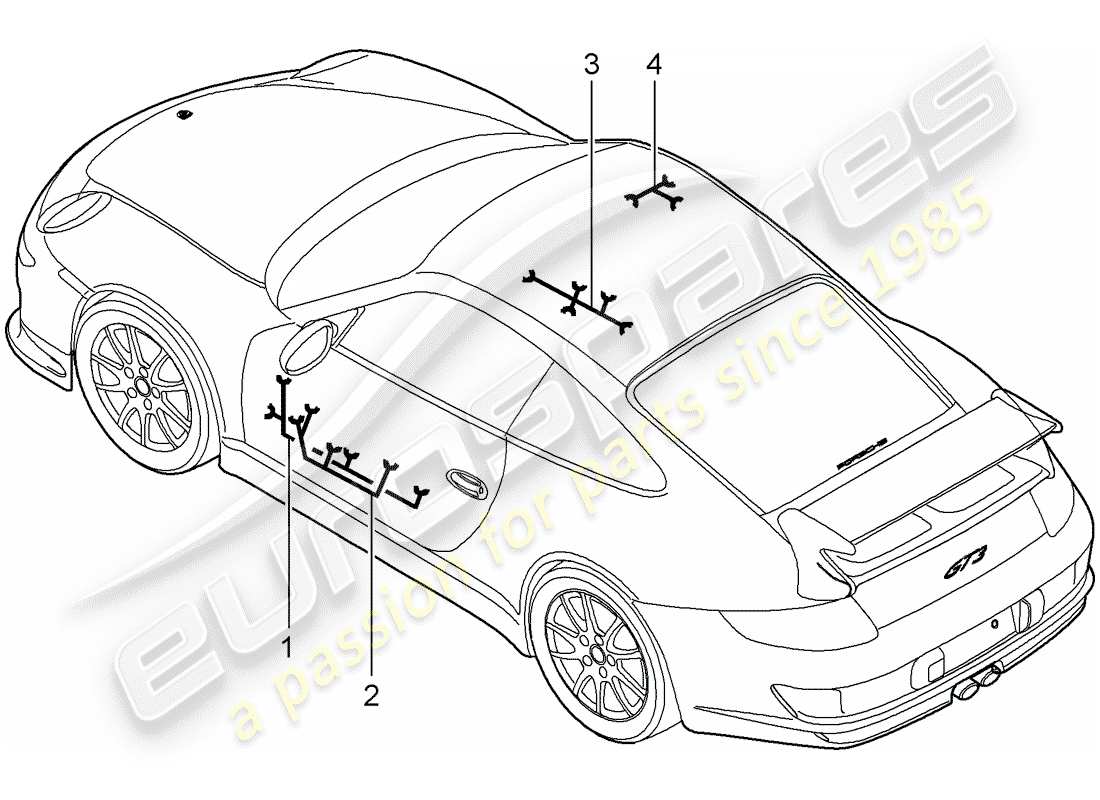Porsche 997 GT3 (2009) wiring harnesses Part Diagram