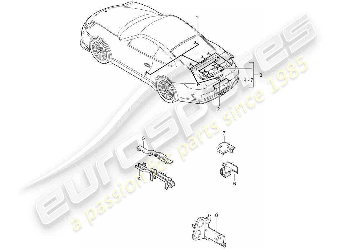 Porsche 997 GT3 (2009) wiring harnesses Part Diagram