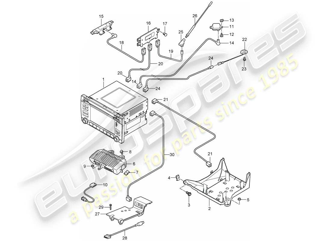 Porsche 997 GT3 (2009) operating unit Part Diagram