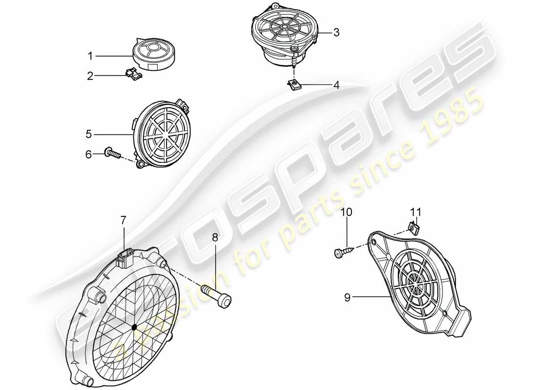 Porsche 997 GT3 (2009) loudspeaker Part Diagram