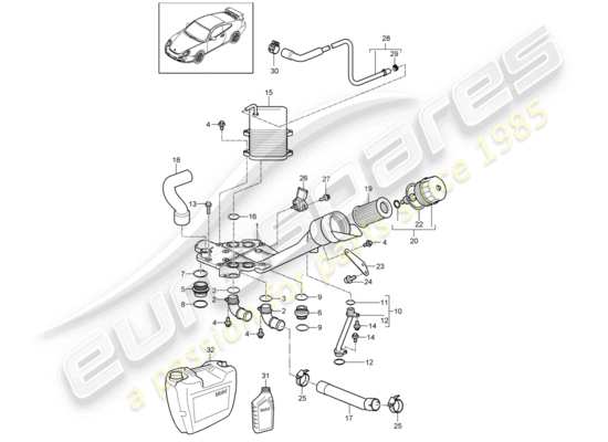 a part diagram from the Porsche 997 GT3 parts catalogue