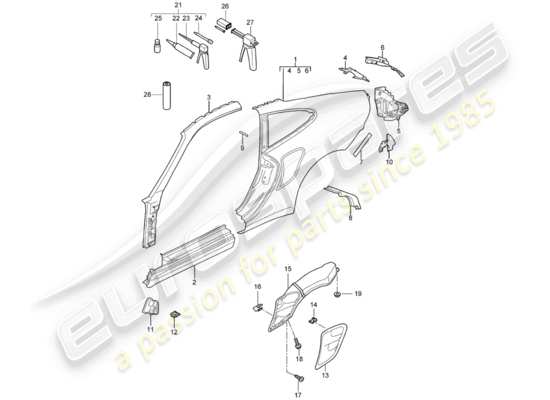 a part diagram from the Porsche 997 T/GT2 parts catalogue