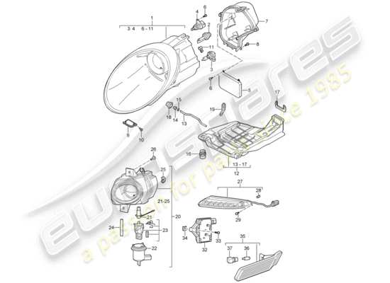 a part diagram from the Porsche 997 T/GT2 (2007) parts catalogue