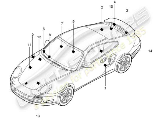 a part diagram from the Porsche 997 T/GT2 parts catalogue