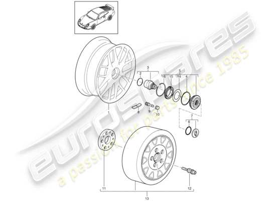 a part diagram from the Porsche 997 T/GT2 parts catalogue