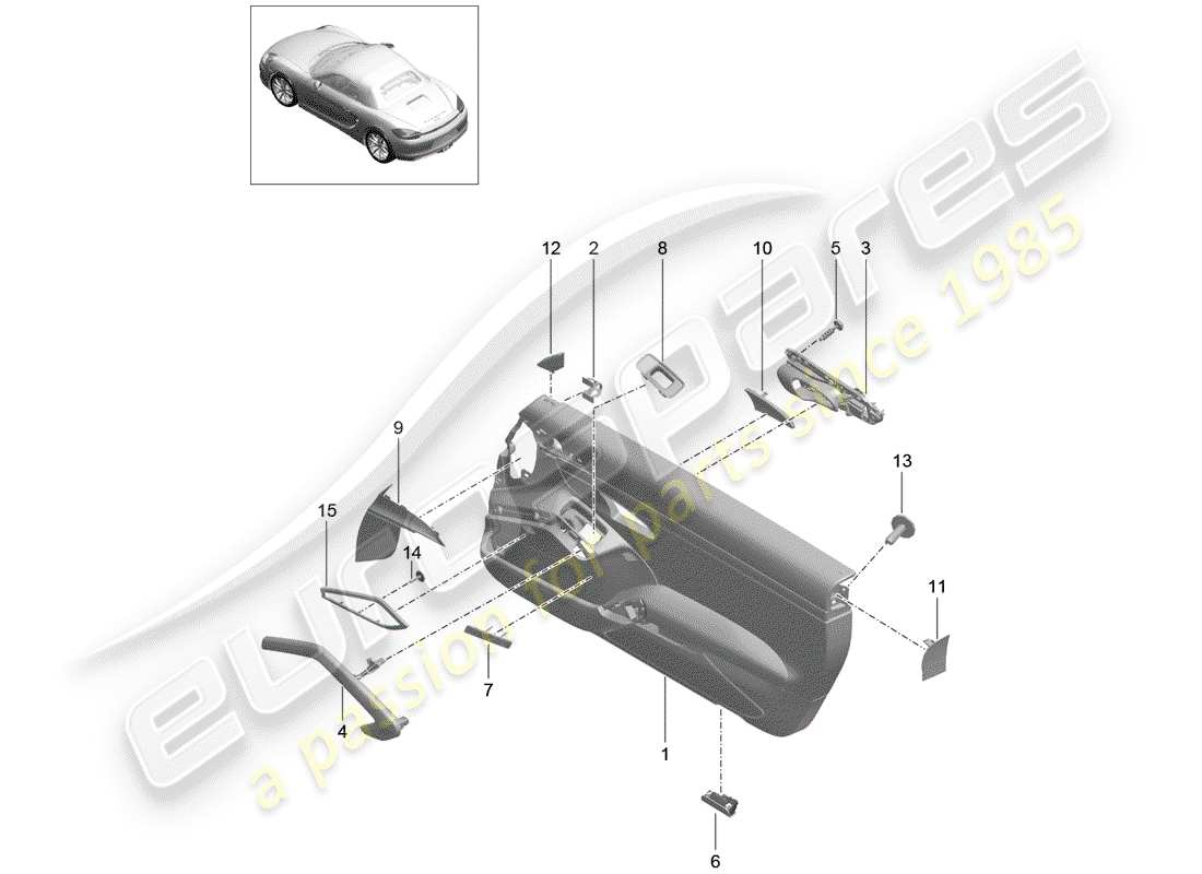 Porsche Boxster 981 (2012) DOOR PANEL Parts Diagram