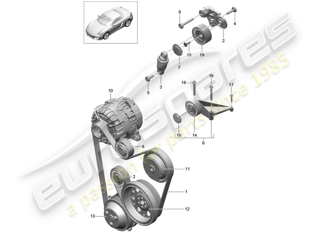 Porsche Boxster 981 (2013) belt tensioner Part Diagram