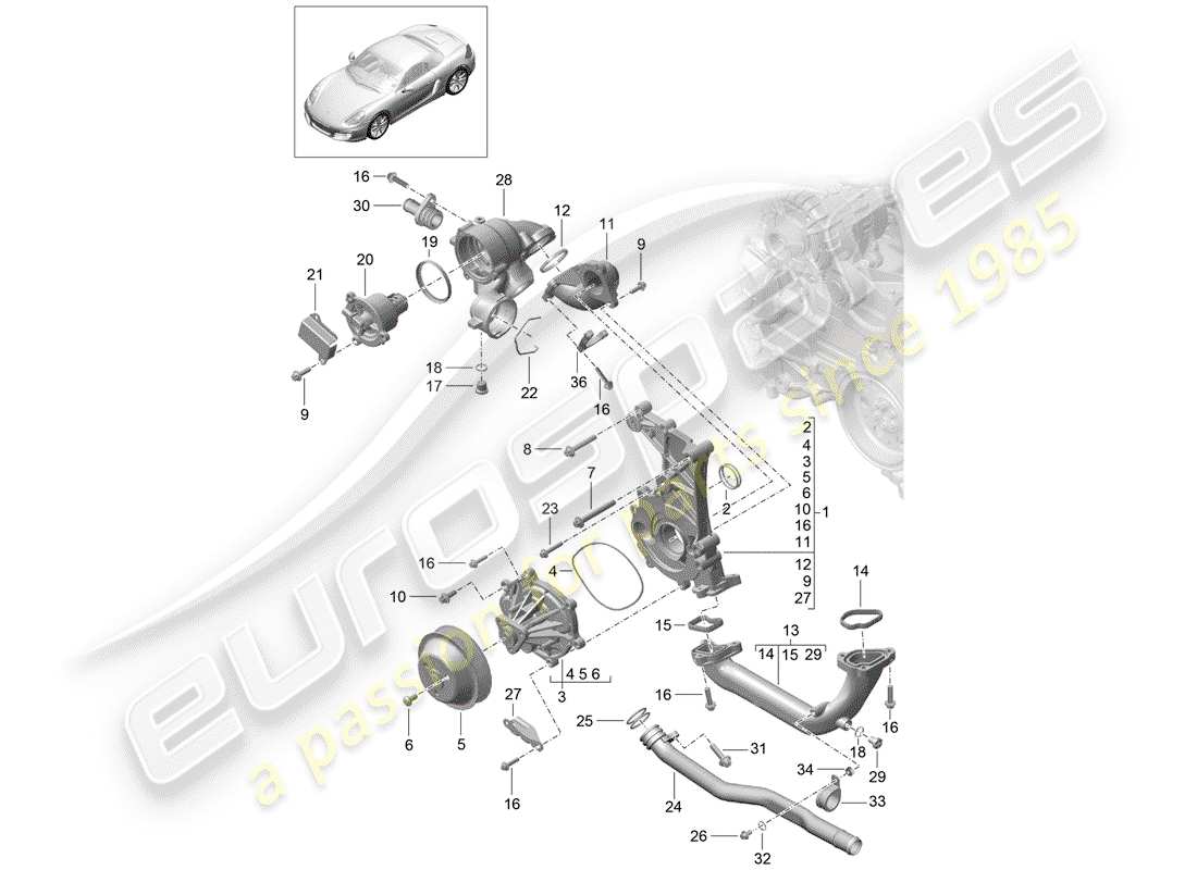 Porsche Boxster 981 (2013) WATER PUMP Part Diagram