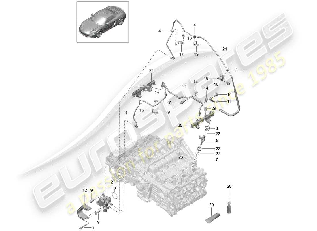 Porsche Boxster 981 (2013) FUEL COLLECTION PIPE Part Diagram