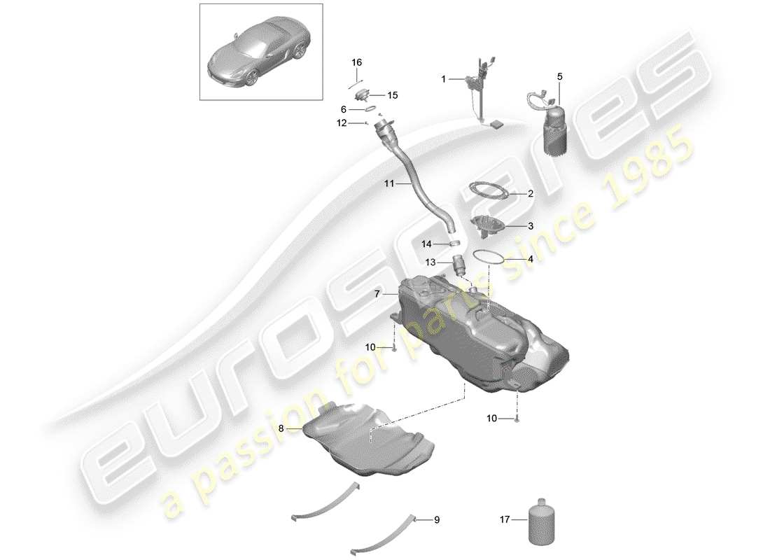 Porsche Boxster 981 (2013) FUEL TANK Part Diagram