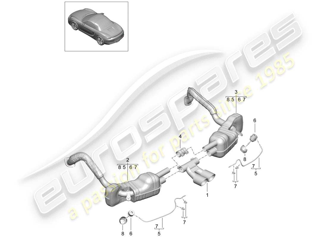 Porsche Boxster 981 (2013) Exhaust System Part Diagram