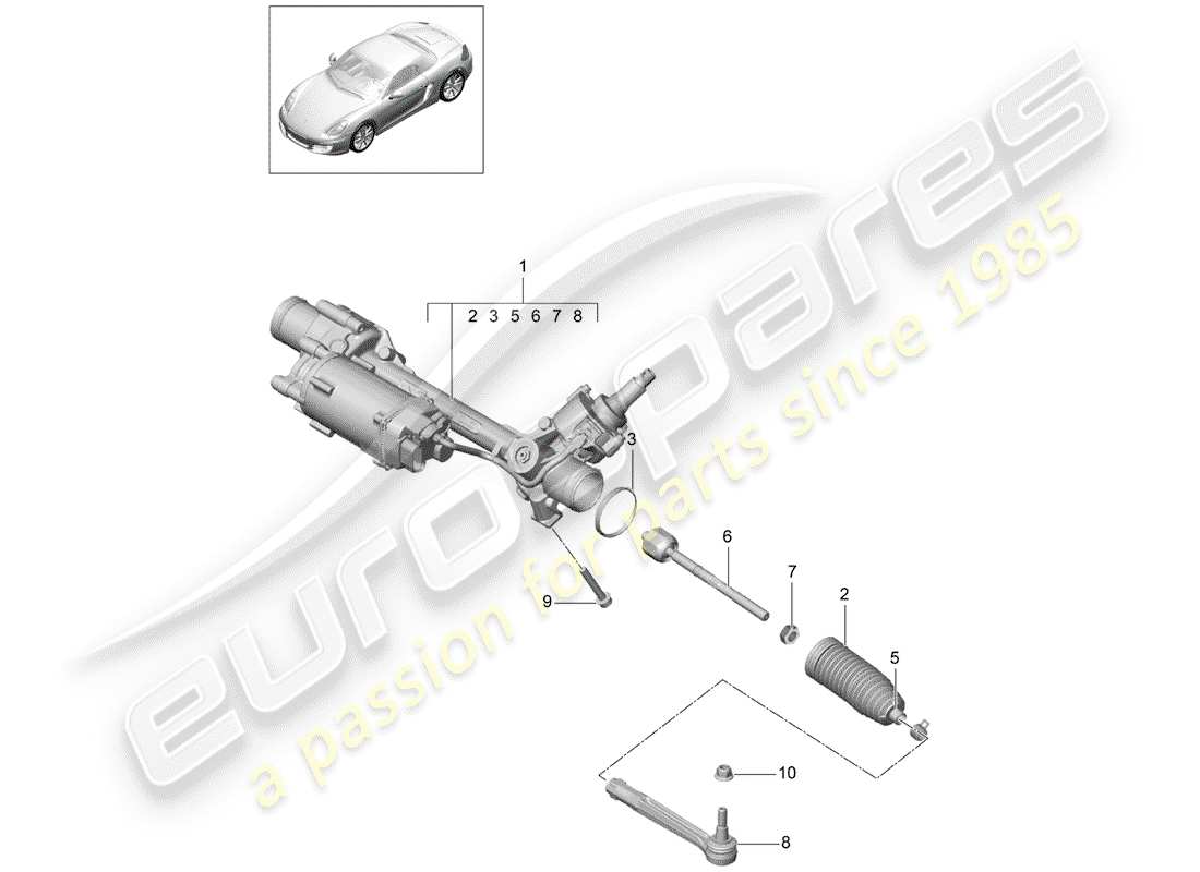 Porsche Boxster 981 (2013) STEERING GEAR Part Diagram