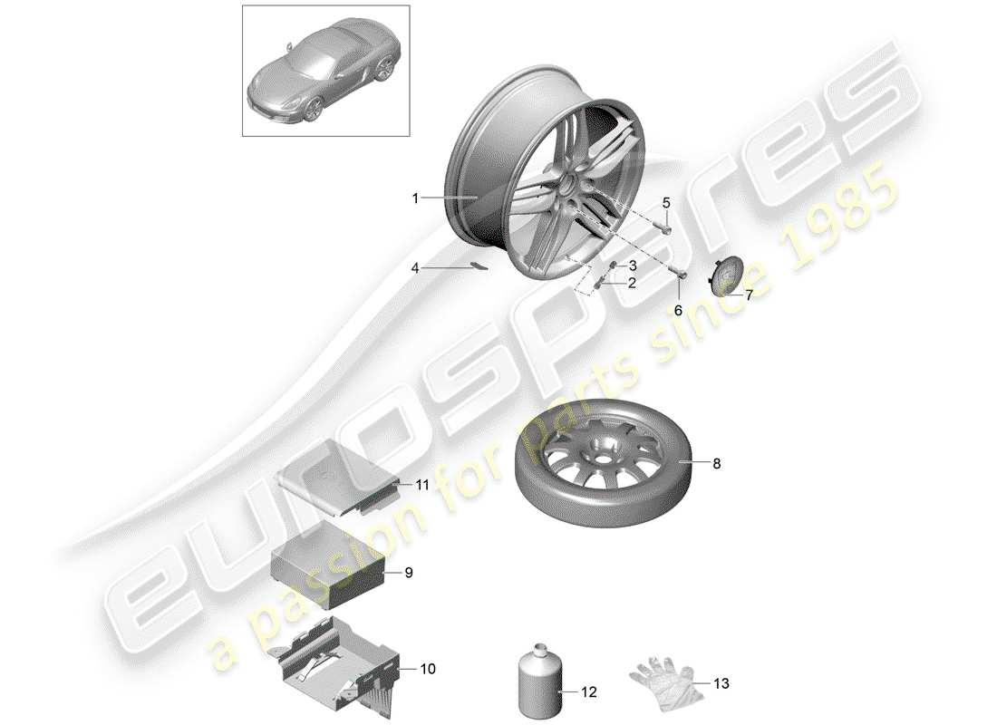 Porsche Boxster 981 (2013) Wheels Part Diagram
