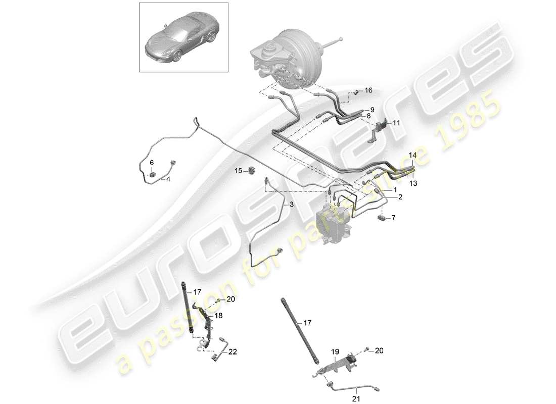Porsche Boxster 981 (2013) brake lines Part Diagram