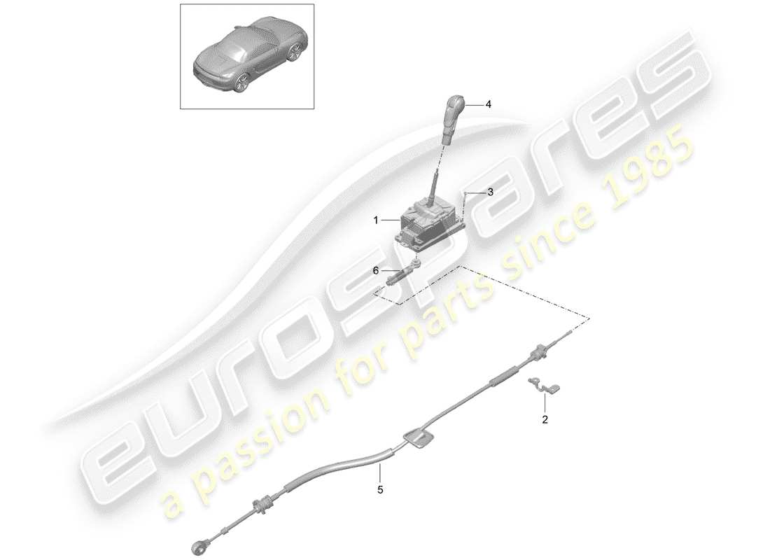 Porsche Boxster 981 (2013) selector lever Part Diagram