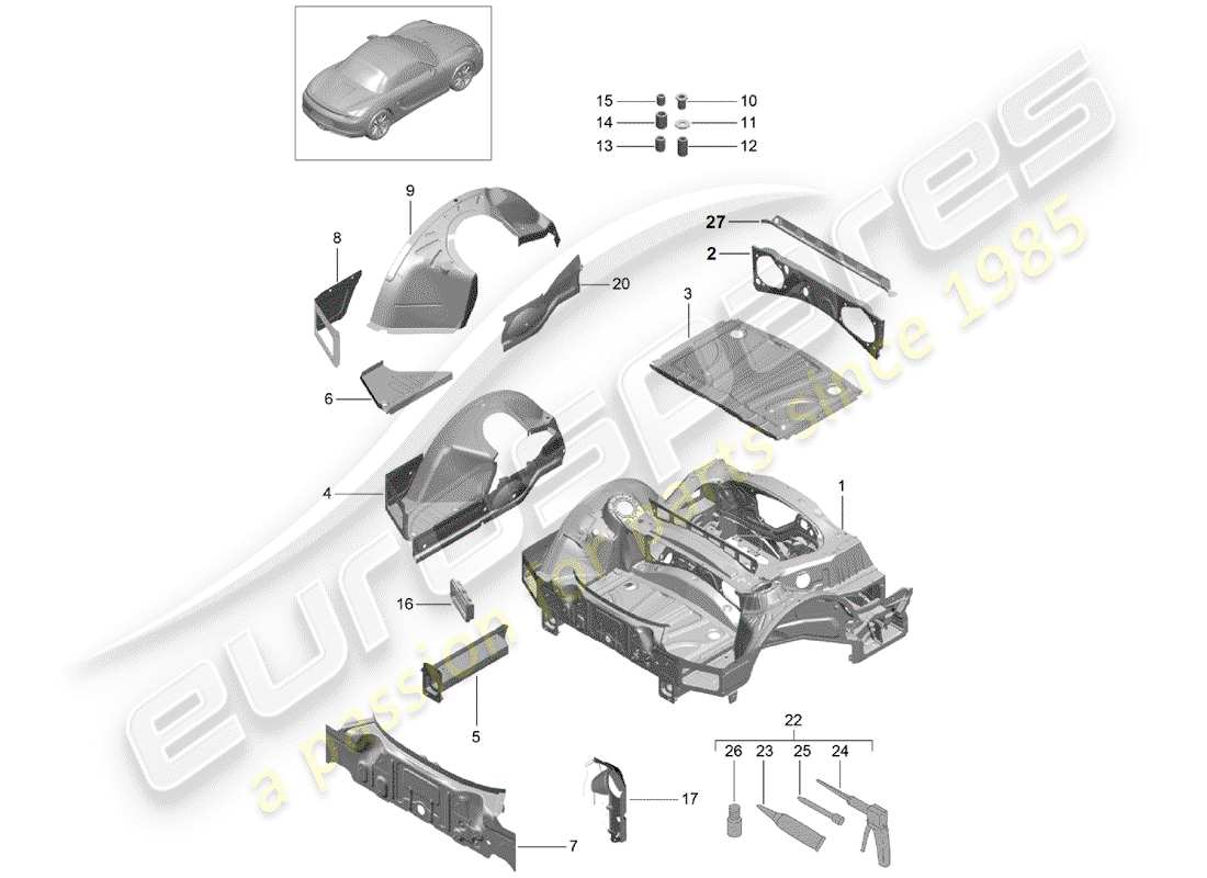 Porsche Boxster 981 (2013) REAR END Part Diagram