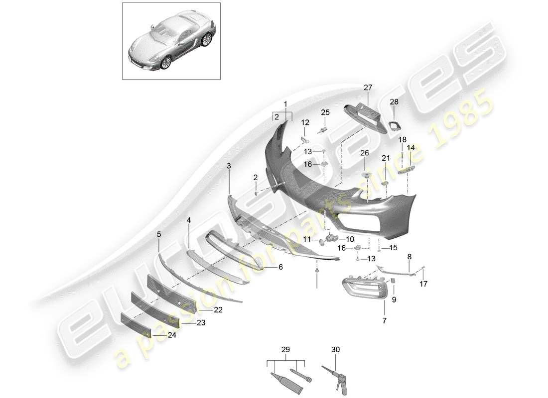 Porsche Boxster 981 (2013) BUMPER Part Diagram