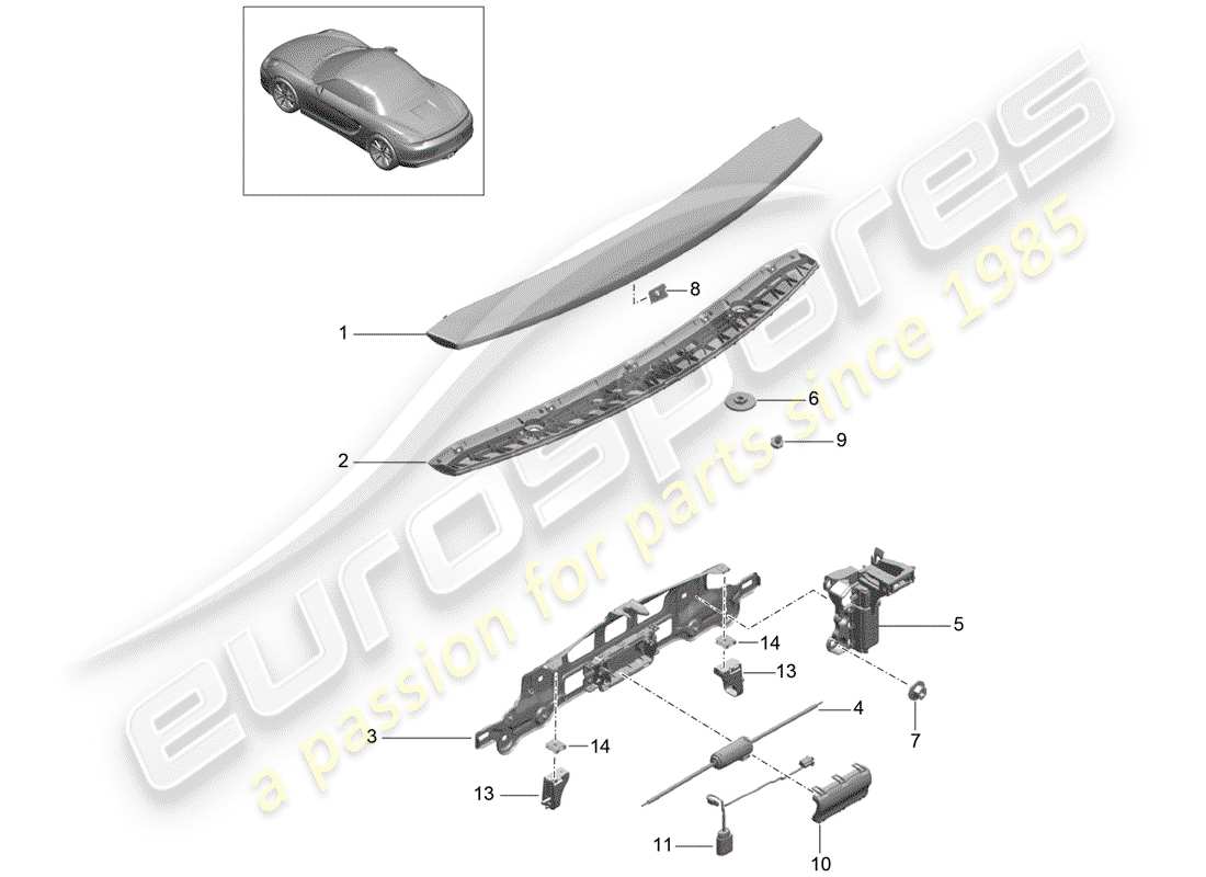 Porsche Boxster 981 (2013) REAR SPOILER Part Diagram
