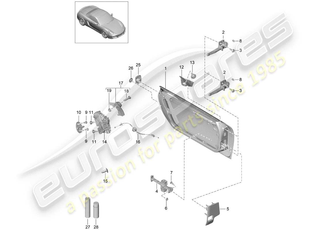 Porsche Boxster 981 (2013) DOOR SHELL Part Diagram