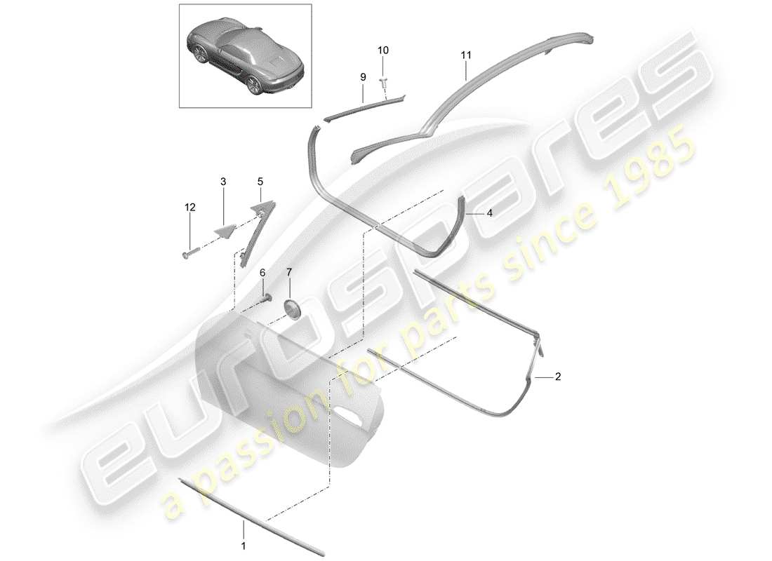Porsche Boxster 981 (2013) DOOR SEAL Part Diagram