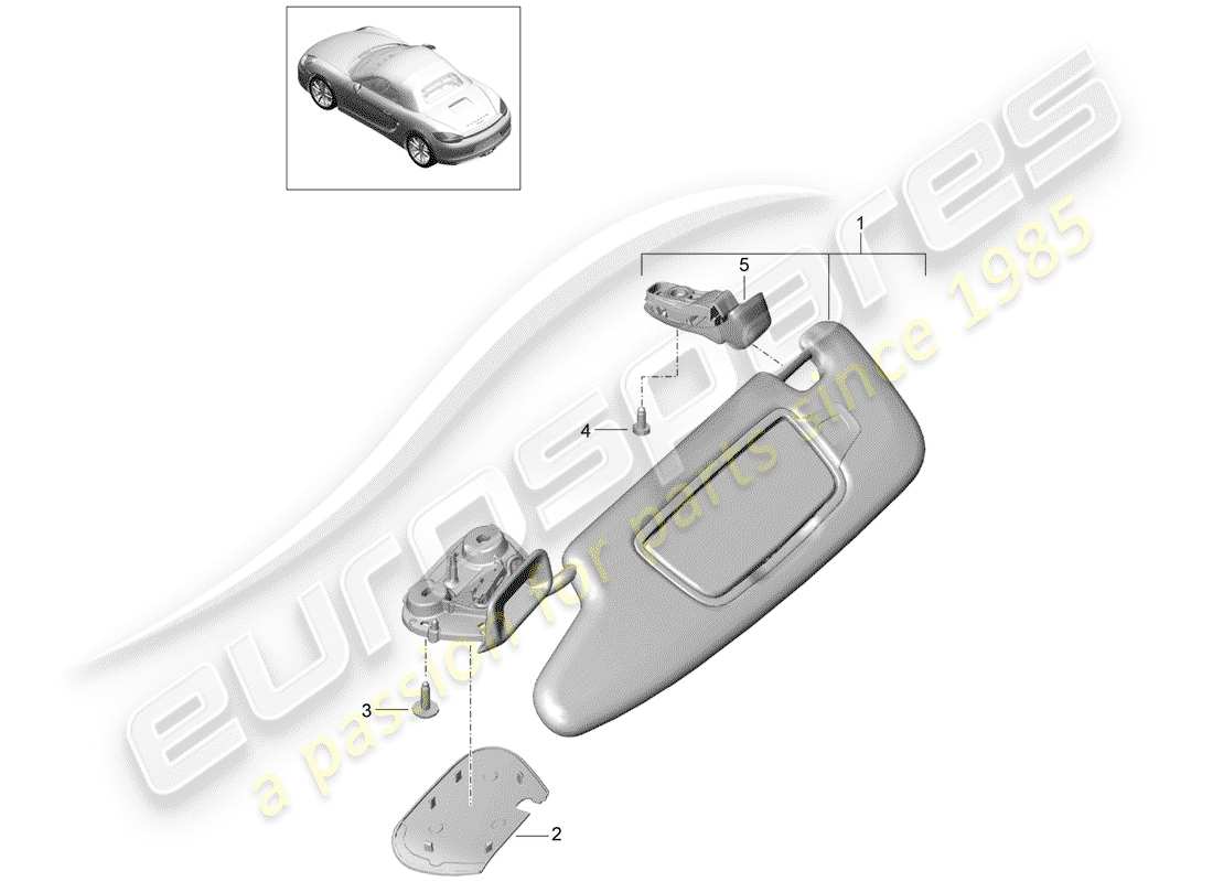 Porsche Boxster 981 (2013) SUN VIZORS Part Diagram