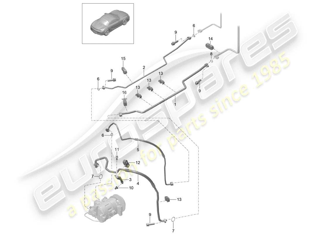 Porsche Boxster 981 (2013) REFRIGERANT CIRCUIT Part Diagram