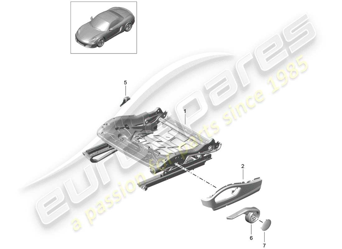 Porsche Boxster 981 (2013) seat frame Part Diagram