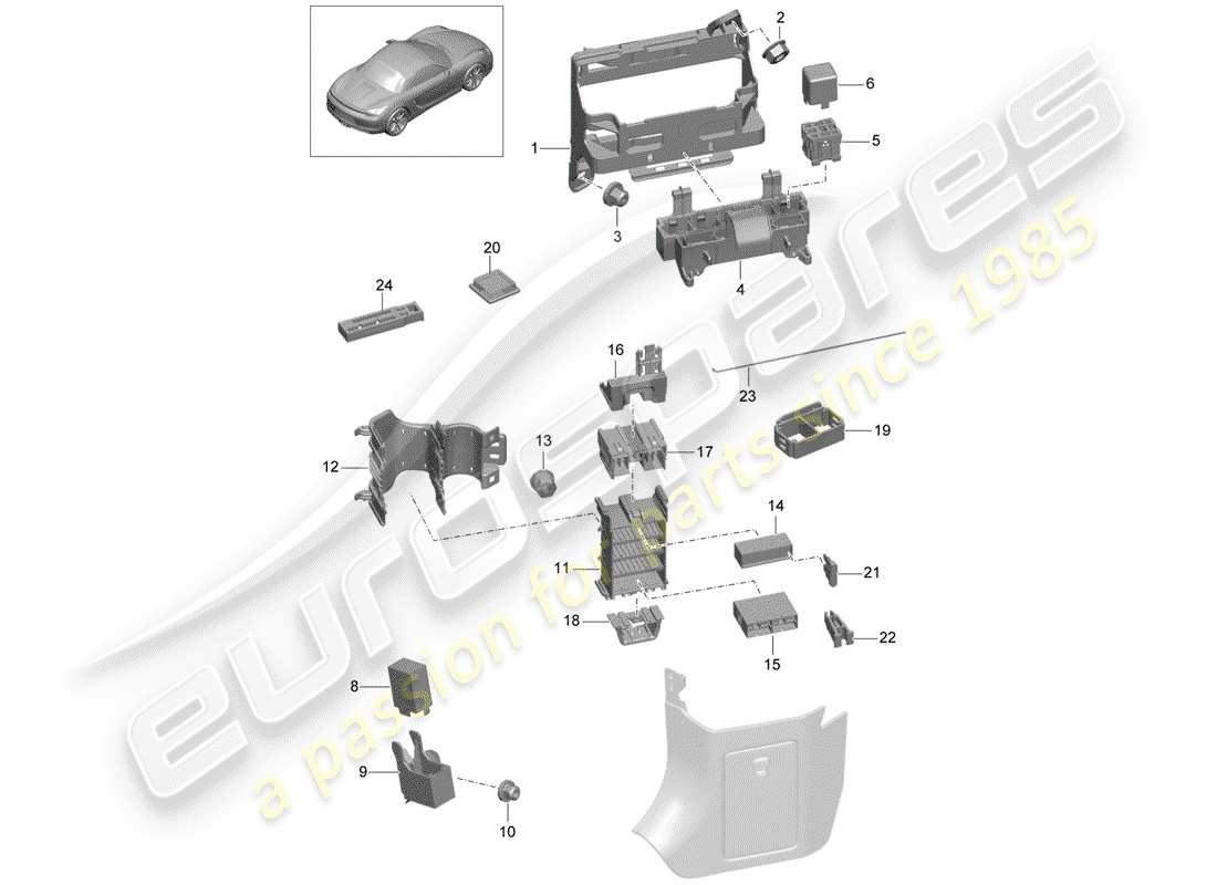 Porsche Boxster 981 (2013) fuse box/relay plate Part Diagram