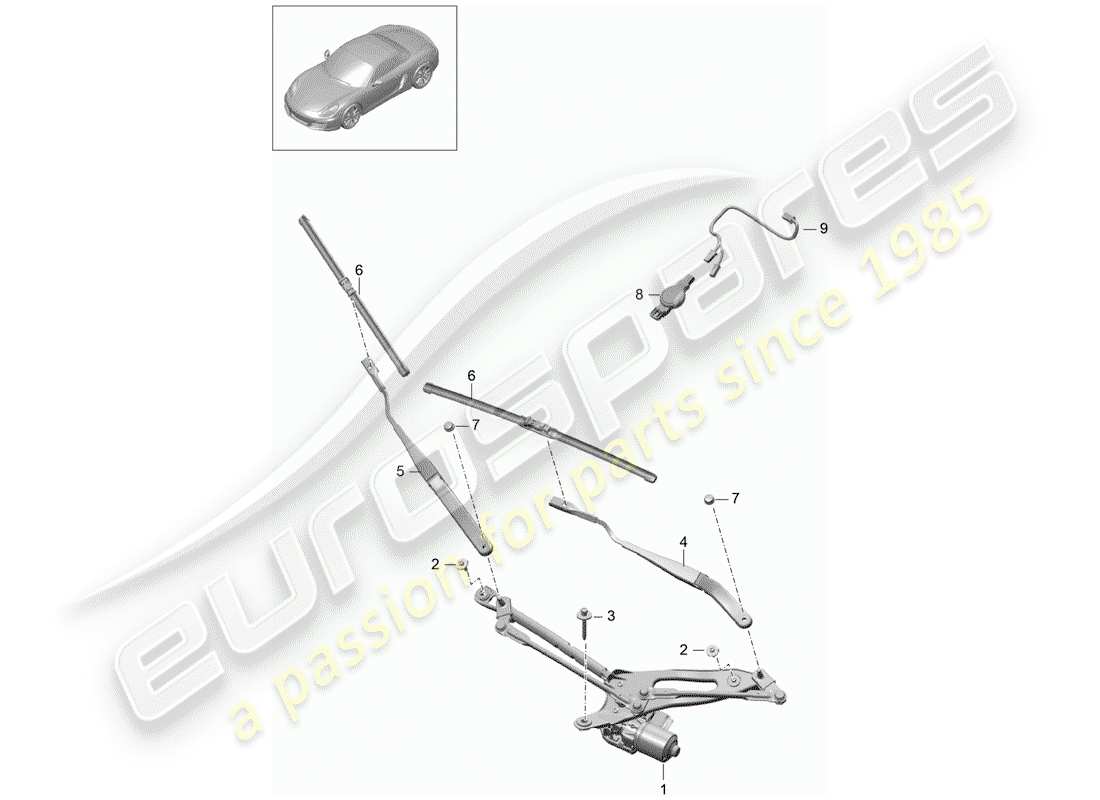 Porsche Boxster 981 (2013) WINDSHIELD WIPER SYSTEM COMPL. Part Diagram