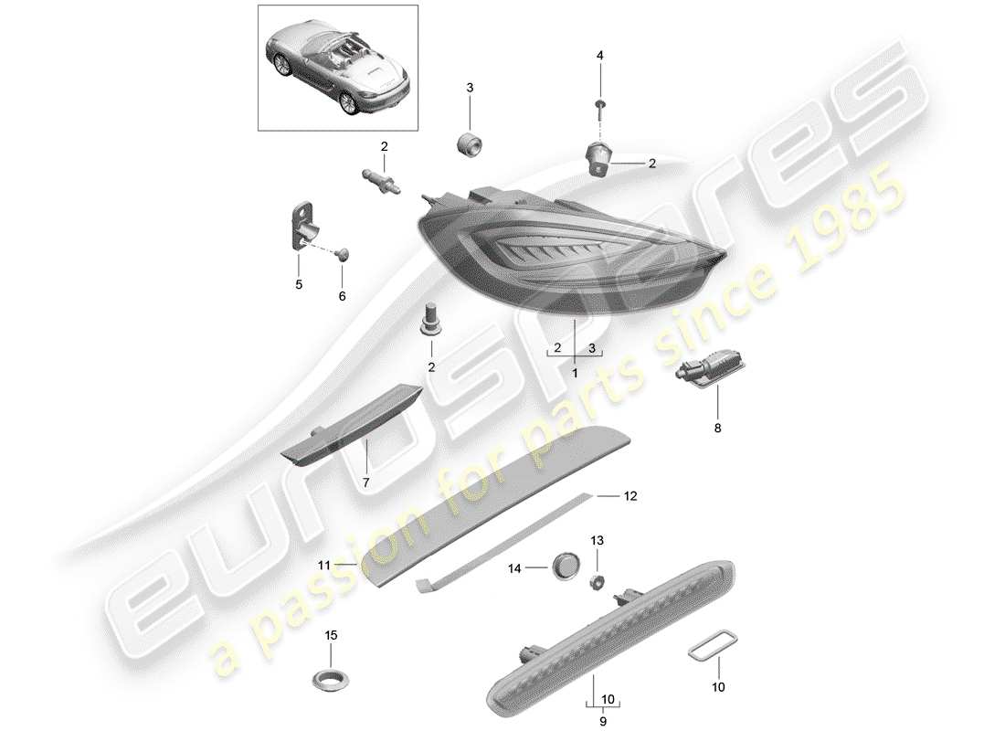 Porsche Boxster 981 (2013) REAR LIGHT Part Diagram