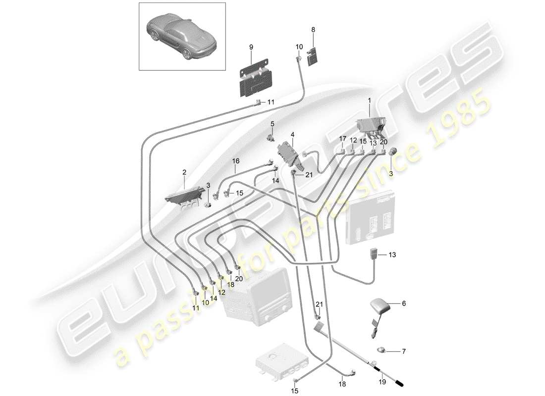 Porsche Boxster 981 (2013) antenna booster Part Diagram