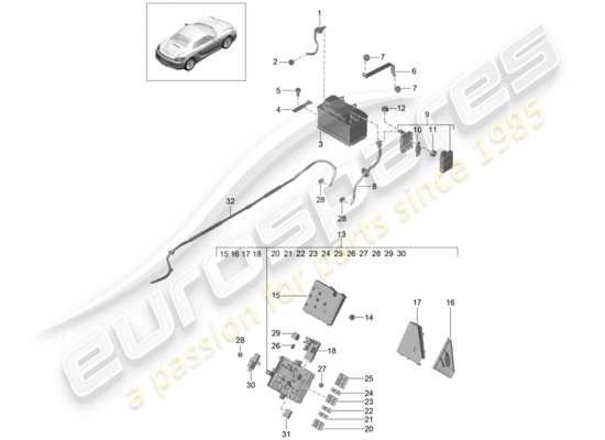 a part diagram from the Porsche Boxster 981 (2014) parts catalogue