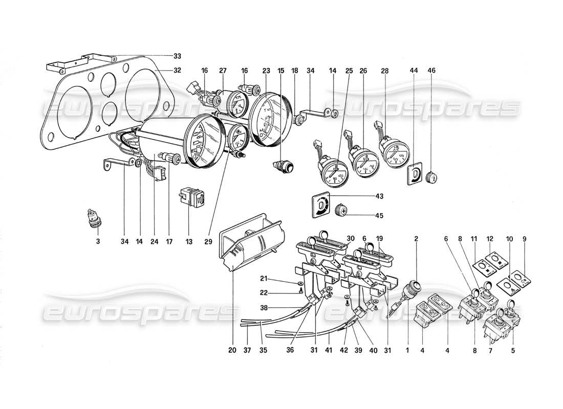 Ferrari 288 GTO Instruments and Accessories Parts Diagram