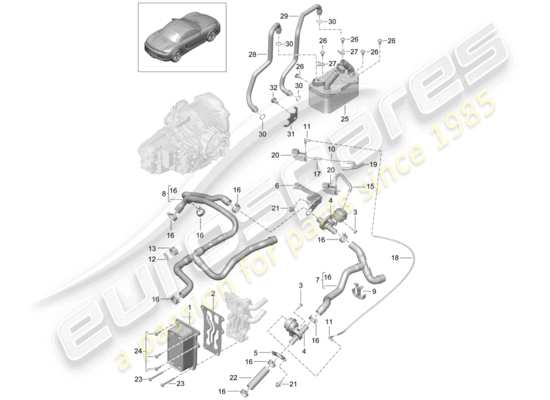 a part diagram from the Porsche Boxster 981 (2016) parts catalogue