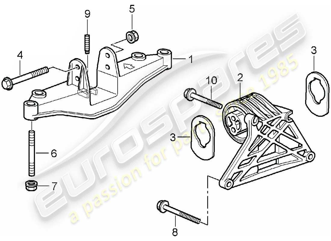 Porsche Boxster 987 (2005) engine suspension Part Diagram