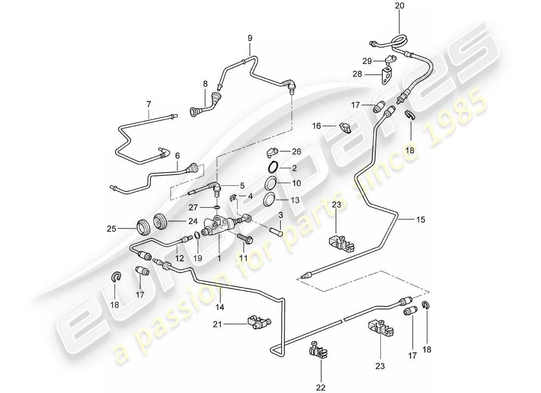 Porsche Boxster 987 (2005) hydraulic clutch Part Diagram