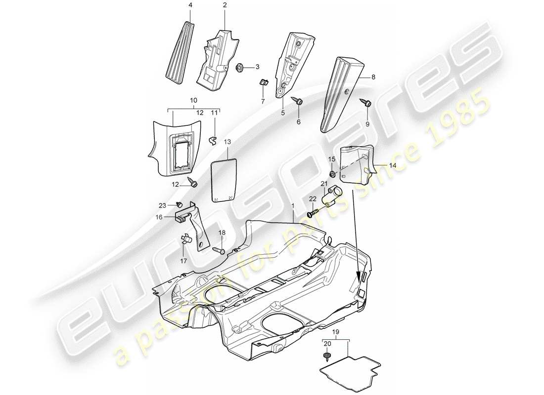 Porsche Boxster 987 (2005) INTERIOR EQUIPMENT Part Diagram