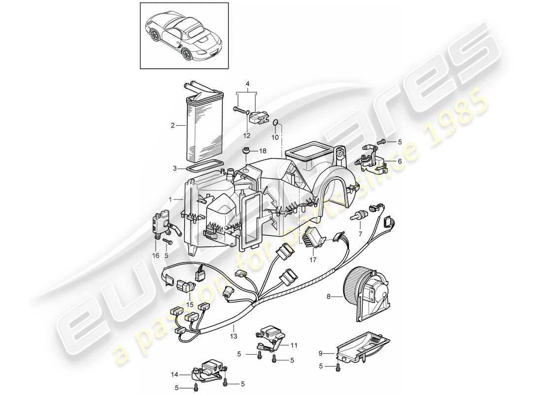 Porsche Boxster 987 (2005) AIR CONDITIONER Part Diagram