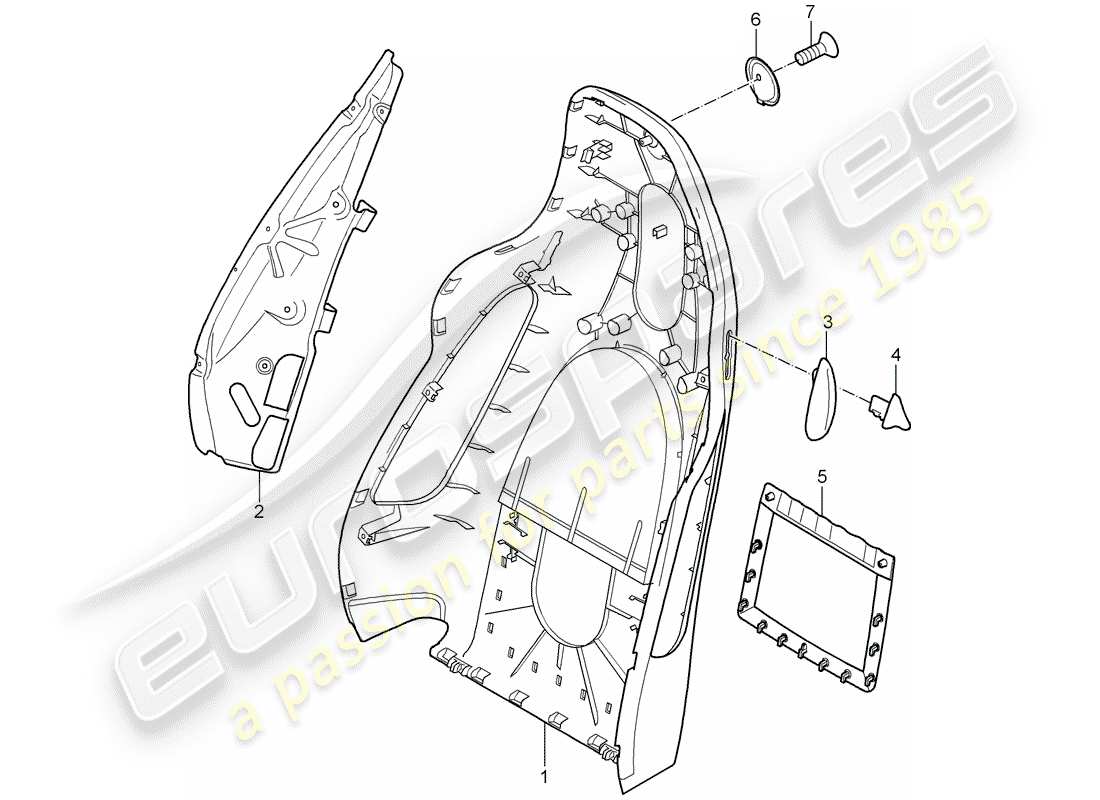 Porsche Boxster 987 (2005) backrest shell Part Diagram