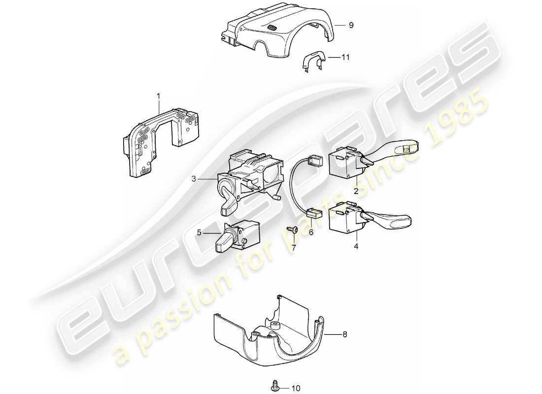 Porsche Boxster 987 (2005) STEERING COLUMN SWITCH Part Diagram